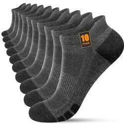 FORVEVO 10 Paar Sneaker Socken Herren 43-46, Laufsocken Herren Atmungsaktive, Baumwolle Sportsocken Kurz für Laufen Tägliche (Grau) von FORVEVO