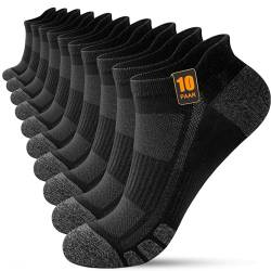 FORVEVO 10 Paar Sneaker Socken Herren 43-46, Sportsocken Baumwolle, Atmungsaktive Laufsocken Kurz für Laufen Tägliche (Schwarz) von FORVEVO