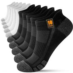 FORVEVO 10 Paar Sneaker Socken Herren Damen 43-46, Laufsocken Atmungsaktive, Baumwolle Sportsocken Kurz für Laufen Tägliche (Schwarz&Weiß) von FORVEVO