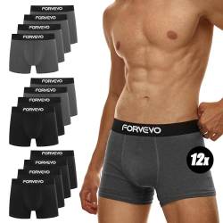 FORVEVO Herren Unterhosen Boxershorts Baumwolle Männer Unterwäsche Retroshorts 12er Pack - Atmungsaktive, Gummibund (Mehrfarbig 02, M) von FORVEVO