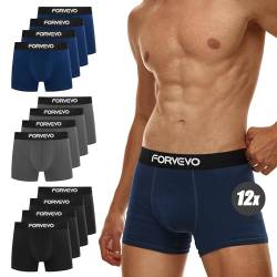 FORVEVO Unterhosen Männer Baumwolle Boxershorts Herren Unterwäsche Retroshorts 12er Pack - Atmungsaktive, Gummibund (Mehrfarbig 01, L) von FORVEVO