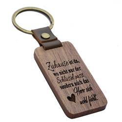 FORYOU24 Schlüsselanhänger aus Holz mit Gravur-Spruch - Zuhause - mit Lederband und Schlüsselring gravierte Geschenkidee von FORYOU24