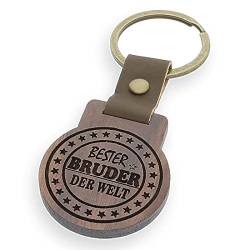 Schlüsselanhänger mit Gravur aus Holz Rund Bester Bruder von FORYOU24