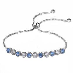 FORgue Armband for Damen, Schmuck, schlichtes Design, modisches blaues und weißes Kreis-Zirkon-Armband von FORgue