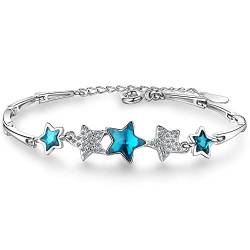 FORgue Armband for Damen, blaues fünfzackiges Stern-Armband, künstliches Kristall-Armband, Temperament, Handschmuck, Damen von FORgue