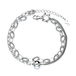 FORgue Armband for Damen, doppelschichtiges Sechs-Sterne-Armband aus Sterlingsilber, leicht und luxuriös von FORgue
