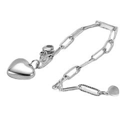 FORgue Armband for Damen, rechteckige Kette, Liebeskreis-Anhänger, Edelstahl-Armband von FORgue