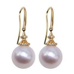 Ohrhänger aus Sterlingsilber mit Perlen, AAA, 10 mm, weiße Süßwasserperlen-Ohrringe for Damen von FORgue