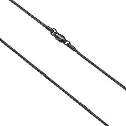 FOSIR Herren Damen Halskette Edelstahl Kordelkette Kette Schwarz 2mm breit von FOSIR