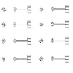 FOSIR Kleine Ohrstecker für Damen Herren Mädchen， winzige Zirkonia Edelstahl Ohrstecker CZ Schlafen Knorpel Tragus Helix Ohrringe, 8 Paar,Silber Gold … von FOSIR