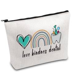 FOTAP Kosmetiktasche für Zahnarzt, Liebe, Freundlichkeit, Dental-Make-up-Tasche, Kosmetiktasche, Ursing, Dentalhygieniker, Geschenk, Abschlussgeschenk, Weiss/opulenter Garten, Love Dental von FOTAP