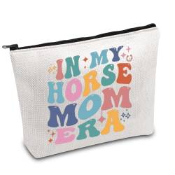 FOTAP Kosmetiktasche mit Aufschrift "Horse Mom", Geschenk für Pferde, Mütter, Geschenk für Reiter, Mädchen, Geschenk, Weiss/opulenter Garten, Pferdemama von FOTAP