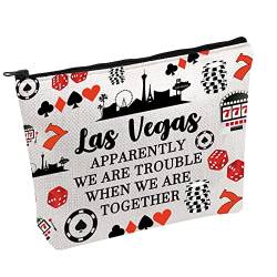 FOTAP Las Vegas Make-up-Tasche für Mädchen, mit Reißverschluss, Las Vegas-Liebhaber, Geschenk, Make-up-Tasche, Weiss/opulenter Garten, Las Vegas von FOTAP