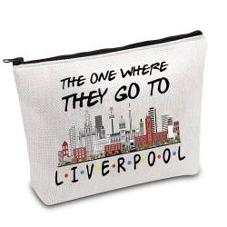 FOTAP Liverpool Trip Make-up-Tasche, Liverpool-Reisegeschenk, Liverpool-Souvenir, Geschenk, Liverpool-Reisetasche, Einweihungsgeschenk, Willkommensgeschenk, Weiss/opulenter Garten, Liverpool von FOTAP