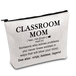 FOTAP Make-up-Tasche für Lehrer, Klassenzimmer, Mutter, Definition, Reißverschluss-Tasche, Raum, Mutter, Geschenk, Zuhause, Schule, Unschule, Weiss/opulenter Garten, Klassenzimmer Mama von FOTAP