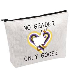 FOTAP Nonbinary Gift Pride Goose Gift No Gender Only Goose Makeup Bag Gender Neutral Cosmetic Bag Gay Pride Gift, Weiss/opulenter Garten, Only Goose von FOTAP