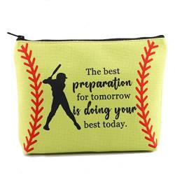 FOTAP Softball Spieler Geschenk Softball Team Survival Kit Softball Initiale Geschenk Softball Team Make-up Tasche Softball Mama Geschenke Softball Trainer Geschenk, Weiss/opulenter Garten, Vorbereitung von FOTAP