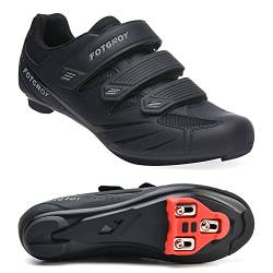 FOTGOAT Herren Fahrradschuhe für Damen, Rennradschuhe mit Stollen Kompatibel mit Peloton SPD ARC Look Delta Cleats, Unisex Fahrrad REIT Spin Schuhe Drinnen Black EU 38 von FOTGOAT