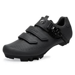 FOTGOAT Herren MTB Schuhe Damen, Fahrradschuhe Mountainbike Schuhe kompatibel mit SPD 2 Schrauben mit Cleats, Unisex Radsportschuhe Draussen Schwarz Size EU38 von FOTGOAT