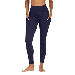 FOTOCITI Sport Leggings Damen mit Tasche High Waist Sportleggins Lang Blickdicht Sporthose Push Up Yogahose Bauchweg Laufhose Fitnesshose Hose(Navy, XXL) von FOTOCITI