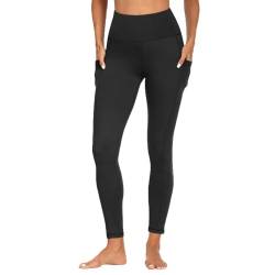 FOTOCITI Sport Leggings Damen mit Tasche High Waist Sportleggins Lang Blickdicht Sporthose Push Up Yogahose Bauchweg Laufhose Fitnesshose Hose(Schwarz, XXL) von FOTOCITI