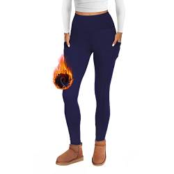 FOTOCITI Thermo Leggings Damen Winter Mit Tasche Thermoleggins Gefütterte Fleece Warme Thermounterwäsche High Waist Lange Sportleggins Yogahose Hose von FOTOCITI