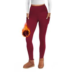 FOTOCITI Thermo Leggings Damen Winter Mit Tasche Thermoleggins Gefütterte Fleece Warme Thermounterwäsche High Waist Lange Sportleggins Yogahose Hose von FOTOCITI