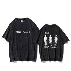 Suga D-Day-Waren Kurzarm T-Shirt Min Yoon Gi Agust D Vintage Retro Tee Shirt Black 3-L von FOTS