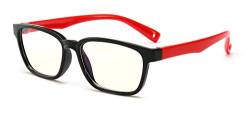 FOURCHEN Anti-Blaulicht-Brille für Kinder Computerbrille,UV-Schutz Anti-Glare-Brillen Computerbrille Video-Gaming-Brille für Kinder (black red) von FOURCHEN