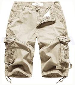 Foursteeds Damen-Cargo-Shorts mit Gürtel, lockere Passform, Camouflage - Beige - 40 von FOURSTEEDS