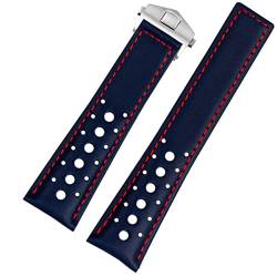 FOUUA Uhrenarmband 22mm for TAG Heuer Monaco Leder Echtleder-Uhrenarmband mit Blauen Schwarz Armband Uhrenarmband Ersetzen for TAG Heuer Monaco for TAG Heuer Carrera Aquarace Serie von FOUUA