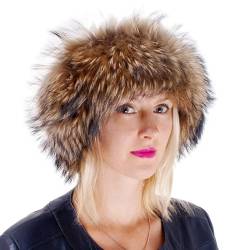 FOX FASHION Pelz Stirnband aus Finnraccoon Fell Ski Echtpelz Echtfell Echt Finn Raccoon Tschapka Schapka Mütze Band Winter von FOX FASHION