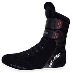 FOX-FIGHT Extreme Boxstiefel aus echtem Leder professionelle hochwertige Qualität Boxen Boxing Schuhe Boxschuhe Box Hog Boots 39 - schwarz von FOX-FIGHT