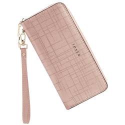 FOXLOVER Brieftaschen für Damen, Kreditkartenetui, RFID-blockierend, großes Fassungsvermögen, Armband mit Münzpapier, Geldfach, Pink-Gold-B von FOXLOVER