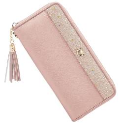 FOXLOVER Brieftaschen für Damen, Kreditkartenetui, RFID-blockierend, großes Fassungsvermögen, Armband mit Münzpapier, Geldfach, Pink-Gold-D von FOXLOVER
