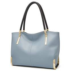 FOXLOVER Große Kapazität Tote Handtaschen für Frauen Damen Top-Griff Taschen Mode Schultertaschen Geldbörsen Minimalistisches Design, Hell, blau, Large von FOXLOVER