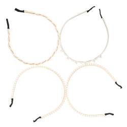 FOYTOKI 4 x Perlen-Stirnband für Damen, Perlen-Stirnband, Braut-Haargummis für Damen, Perlen-Stirnband, Kopfschmuck für Frauen, Hochzeitshaar-Accessoires für Frauen, Handdekoration, Edelstein, Damen, von FOYTOKI