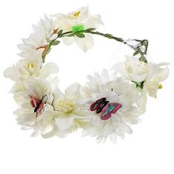 FOYTOKI Schmetterlingskranz Stirnband Blumen Stirnband Für Mädchen Blumenkrone Für Mädchen Blumen Stirnbänder Für Frauen Feen Kopfschmuck Blumen Haarkranz Für Frauen Feenkronen Für von FOYTOKI