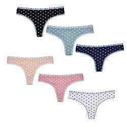 FP DE POWER FLOWER 6er-Pack String Tanga Damen String Aus Baumwolle G String Tangas für Damen T-Back-Slips Multipack S-XL (60029, L-XL) von FP DE POWER FLOWER