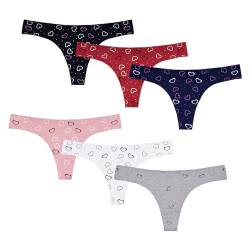 FP DE POWER FLOWER 6er-Pack String Tanga Damen String Aus Baumwolle G String Tangas für Damen T-Back-Slips Multipack S-XL (6866, L-XL) von FP DE POWER FLOWER