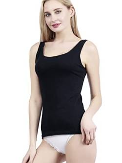 FP DE POWER FLOWER Damen Unterhemd aus Baumwolle Essentials Damen Tank-Top- Italienisches Design Ultra weich (926-Black, XL) von FP DE POWER FLOWER