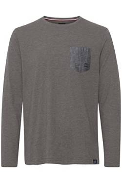 FQ1924 FQDanfo Herren Longsleeve Langarmshirt Shirt Mit Print hochwertiges Baumwoll-MaterialRundhalsausschnitt Brusttasche mit abgesetztem Chambre Material, Größe:XL, Farbe:Peat Melange (1905081) von FQ1924