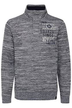 FQ1924 FQGudmund Troyer Herren Sweatshirt Pullover Sweater mit Stehkragen mit Reißverschluss und Druckknöpfen, Größe:L, Farbe:Navy Blazer Melange (1939231) von FQ1924
