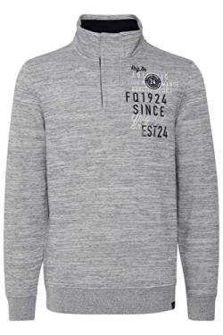 FQ1924 FQGudmund Troyer Herren Sweatshirt Pullover Sweater mit Stehkragen mit Reißverschluss und Druckknöpfen, Größe:L, Farbe:Pewter Mix (200277) von FQ1924