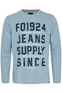 FQ1924 FQNoxan Herren Longsleeve Langarmshirt Shirt Mit Print Rundhals-Ausschnitt, Größe:3XL, Farbe:Powder Blue Melange (1442141) von FQ1924