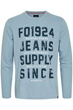 FQ1924 FQNoxan Herren Longsleeve Langarmshirt Shirt Mit Print Rundhals-Ausschnitt, Größe:S, Farbe:Powder Blue Melange (1442141) von FQ1924