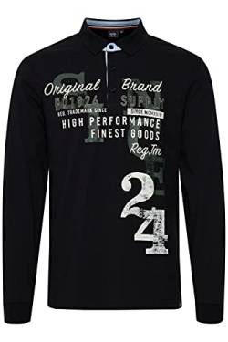 FQ1924 FQRagnvald Herren Longsleeve Langarmshirt Shirt mit Polo-Kragen und Print aus 100% Baumwolle, Größe:L, Farbe:Black Beauty (193911) von FQ1924