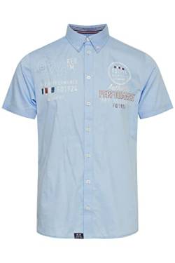 FQ1924 FQRontus Herren Kurzarmhemd Herrenhemd Hemd mit Kent Kragen aus 100% Baumwolle, Größe:L, Farbe:Chambray Blue (154030) von FQ1924