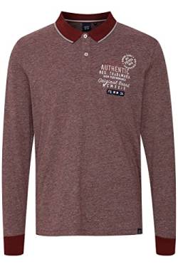 FQ1924 Peder Herren Longsleeve Langarmshirt Shirt mit Polo-Kragen aus 100% Baumwolle, Größe:XL, Farbe:Cabernet Melange (1917241) von FQ1924