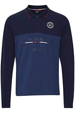 FQ1924 Reidar Herren Longsleeve Langarmshirt Shirt mit Polo-Kragen, Größe:L, Farbe:Estate Blue (194027) von FQ1924